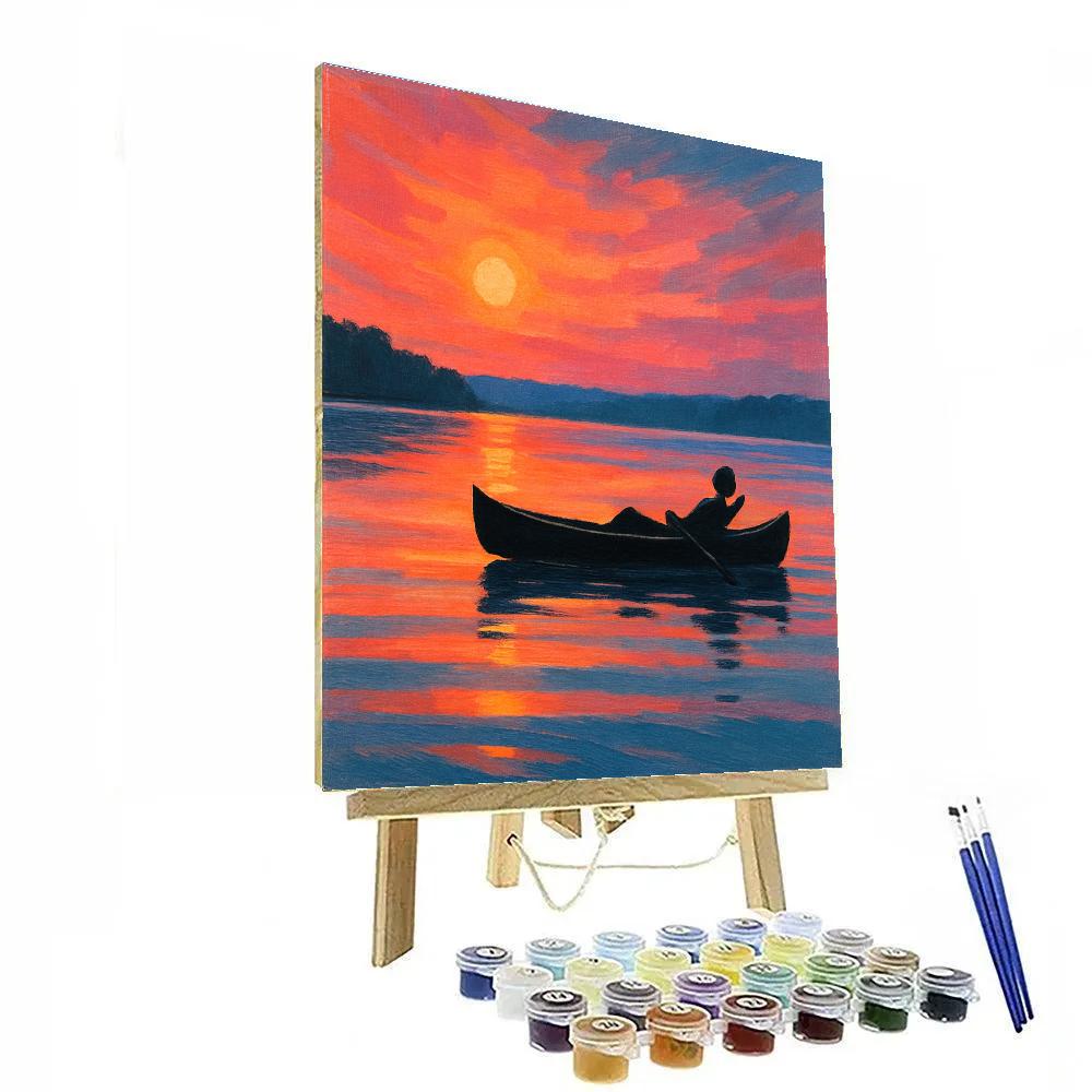 Sunset Canoe Silhouette paint by color