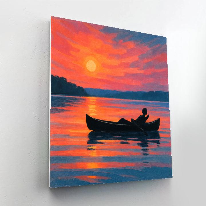 Sunset Canoe Silhouette paint by color