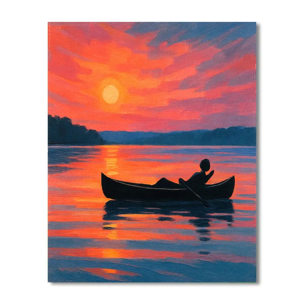Sunset Canoe Silhouette paint by color