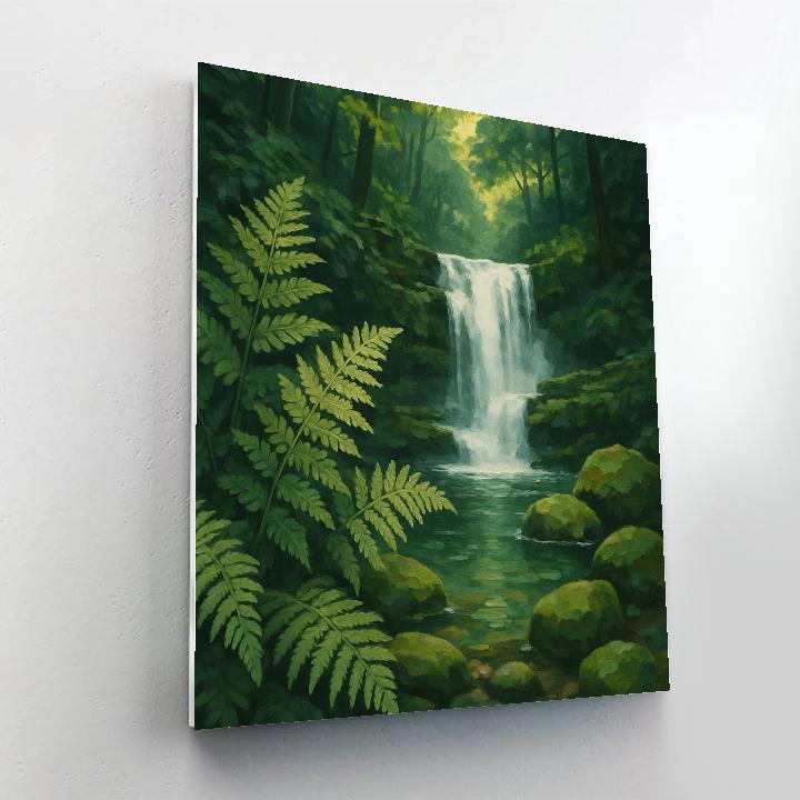 Hidden Waterfall In The Fern Glen Paint by numbers art