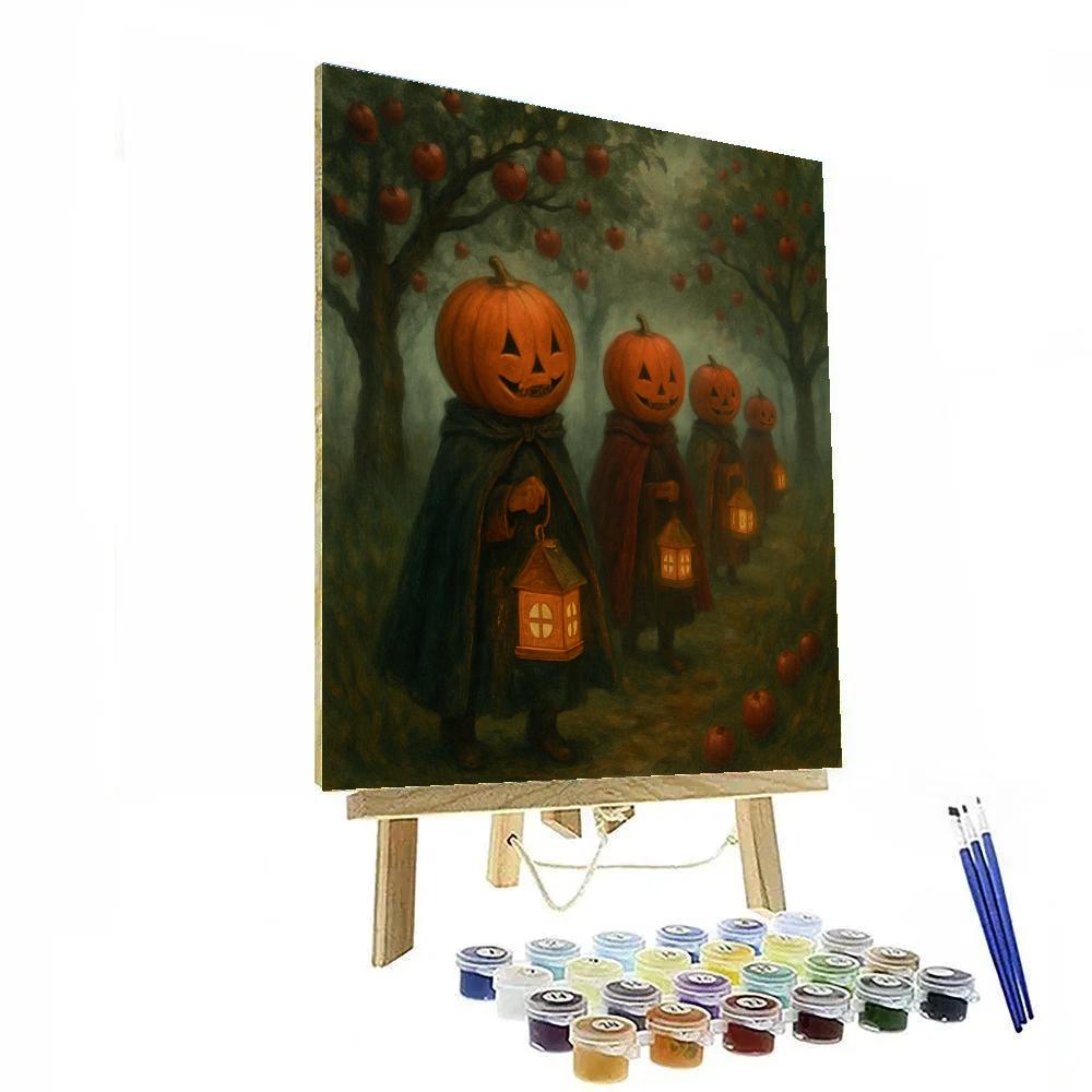 Lantern Parade In The Misty Orchard Painting by numbers kit