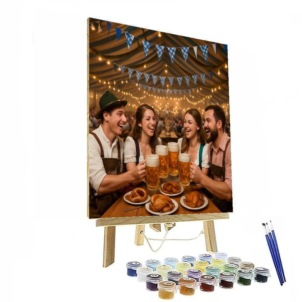 Oktoberfest Beer Tent In Munich Evening Numbered painting kits