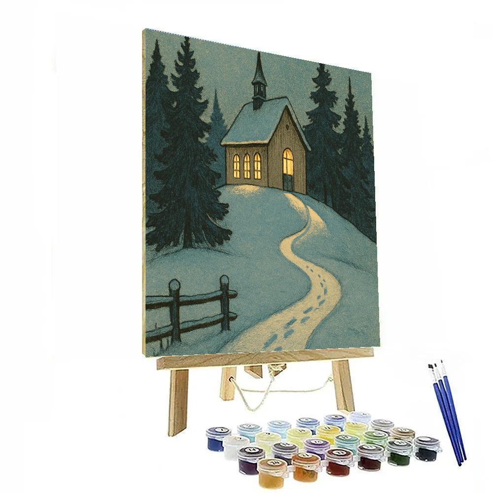 Snowy Chapel On The Hillcrest Paint by numbers kits