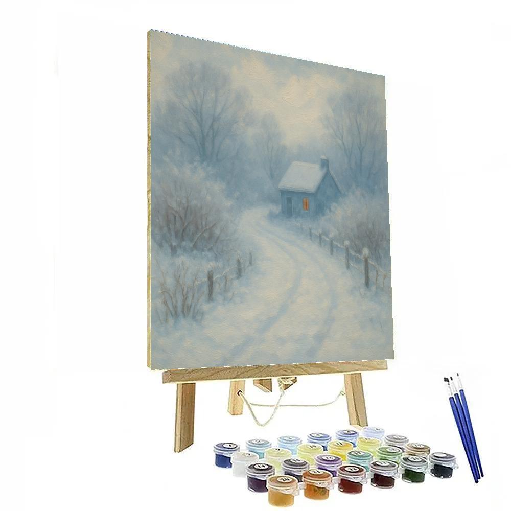 Snow Quiet Lane To The Blue Cottage paint by number