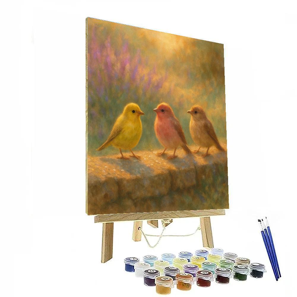 Constellation Finches On The Stone Wall paint by number