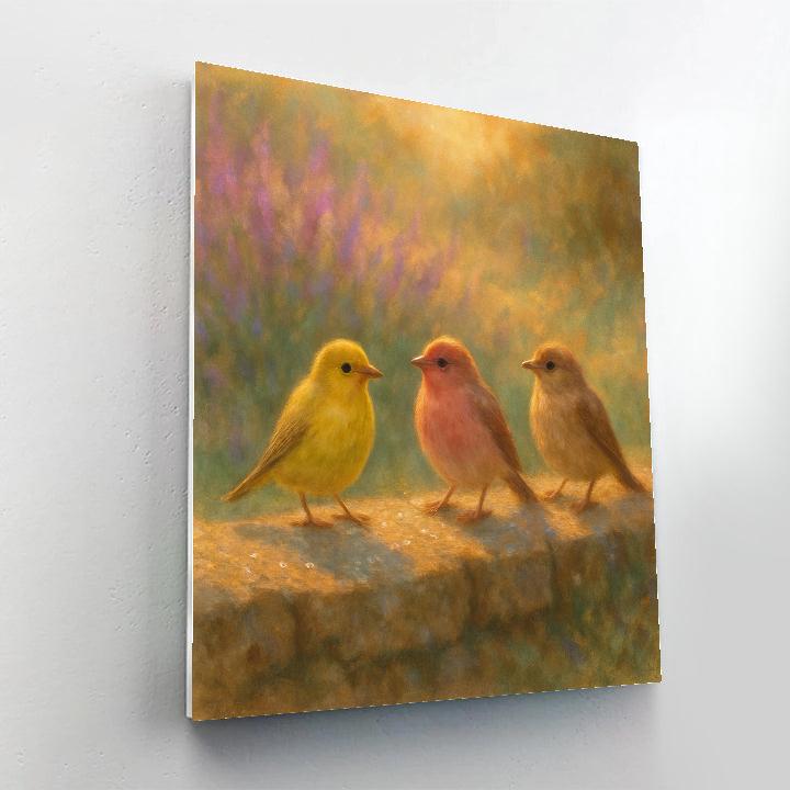 Constellation Finches On The Stone Wall paint by number