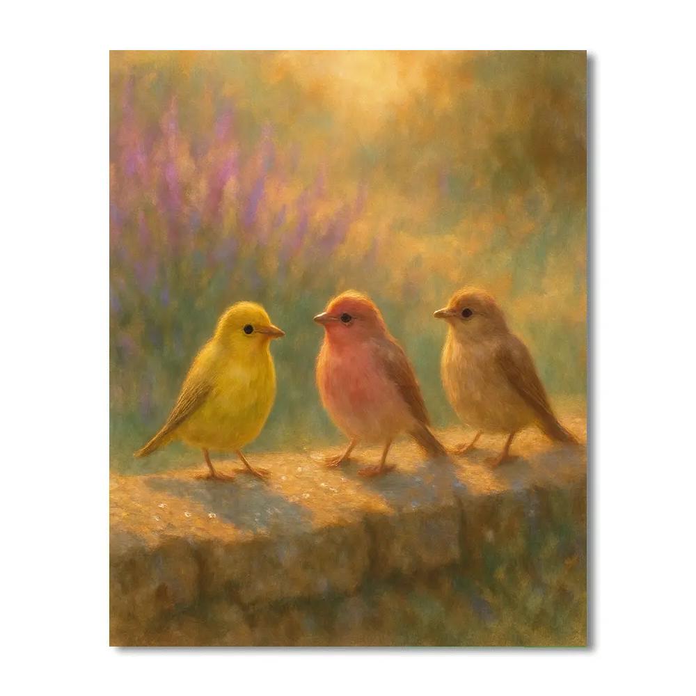 Constellation Finches On The Stone Wall paint by number