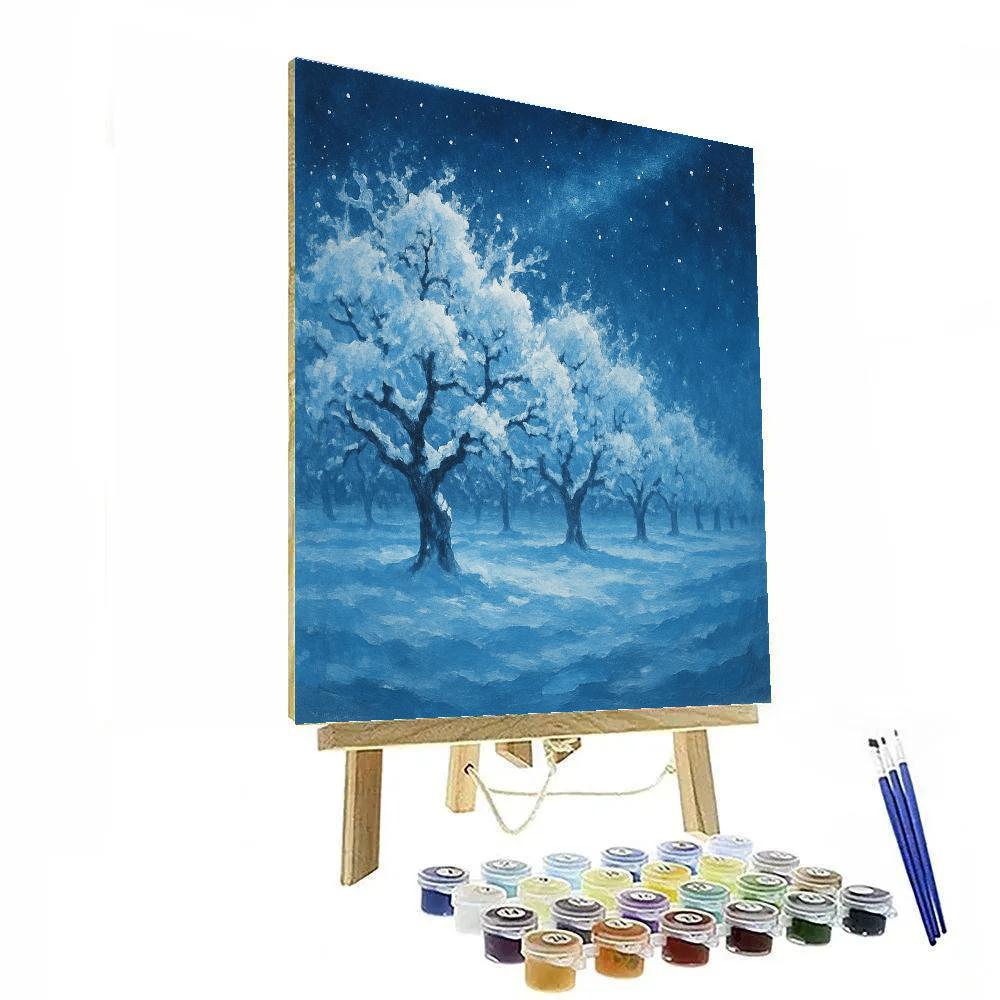 Starlit Orchard After Snowfall Numbered painting kits