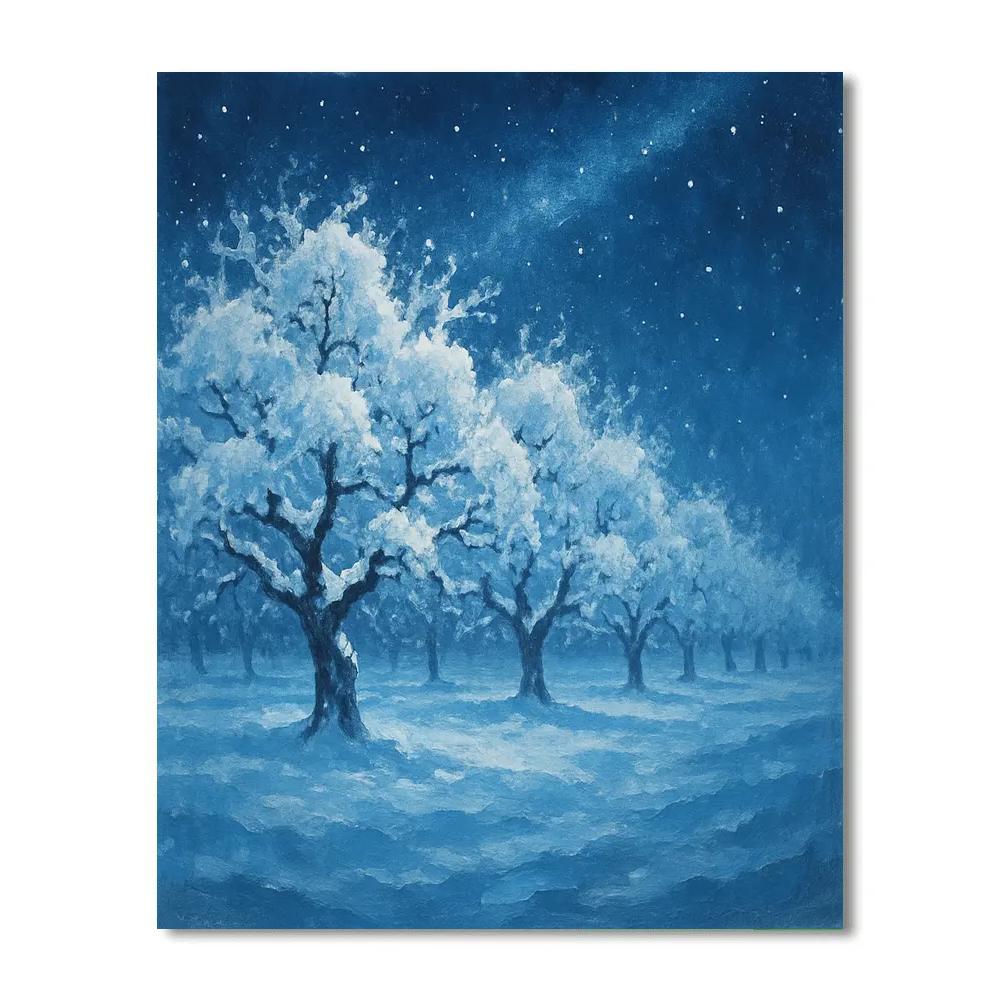 Starlit Orchard After Snowfall Numbered painting kits