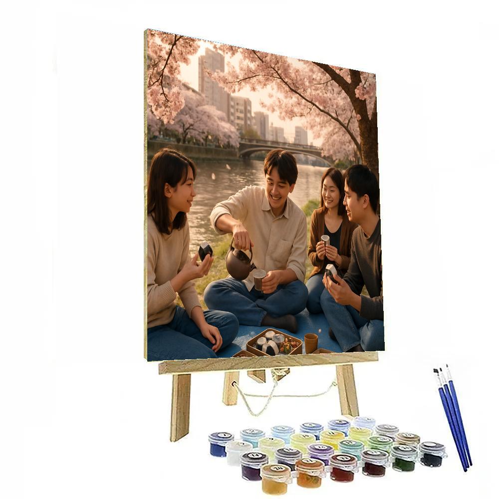 Cherry Blossom Hanami Picnic In Tokyo paint by numbers
