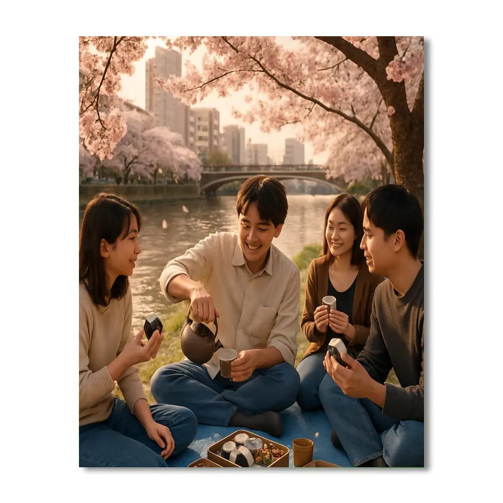 Cherry Blossom Hanami Picnic In Tokyo paint by numbers