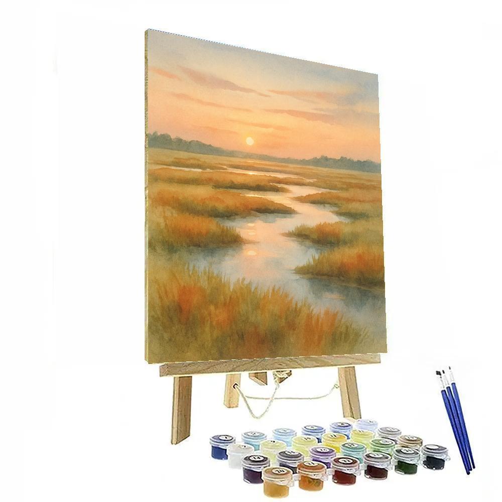 Sunrise Marsh With Glassy Pools DIY paint by numbers