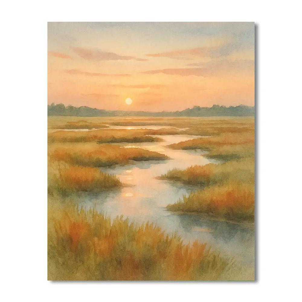 Sunrise Marsh With Glassy Pools DIY paint by numbers