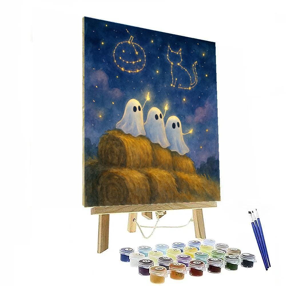 Stargazing Ghosts On The Hay Bale Hill paint by color
