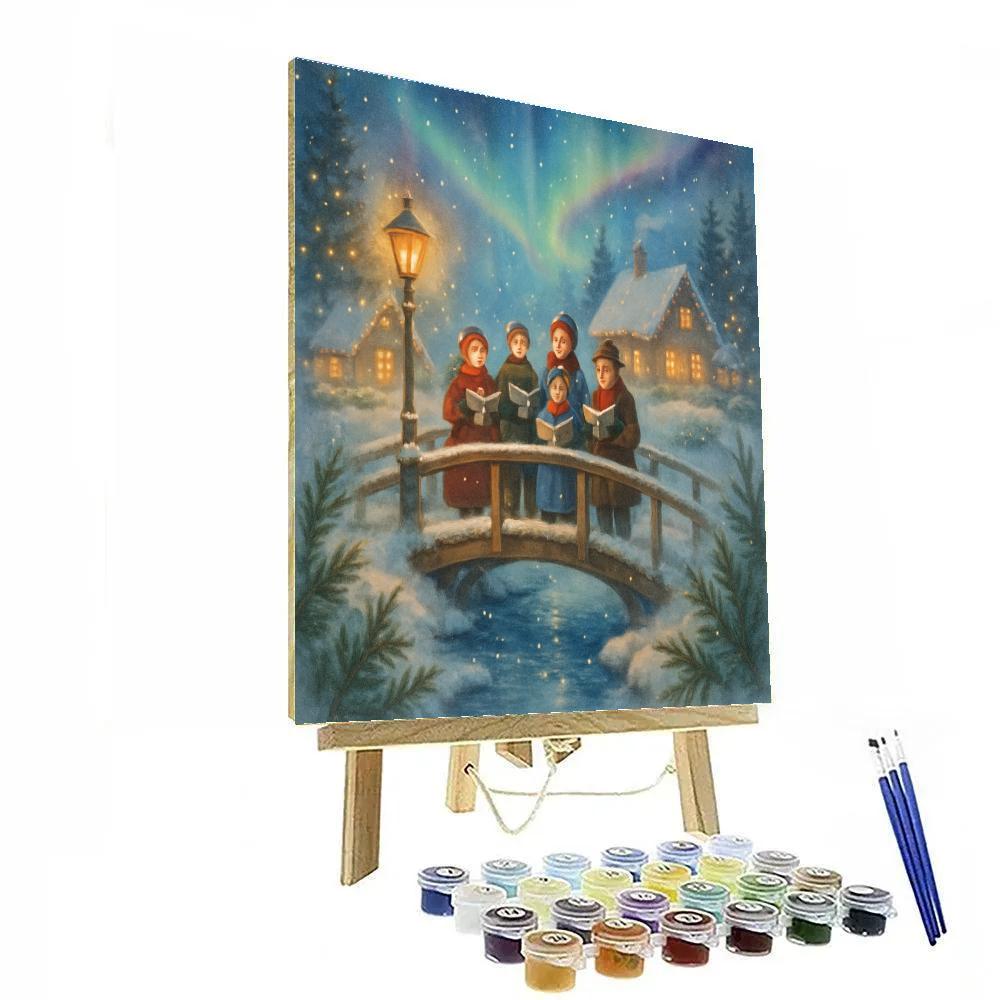 Starlit Carolers On The Bridge painting number kit