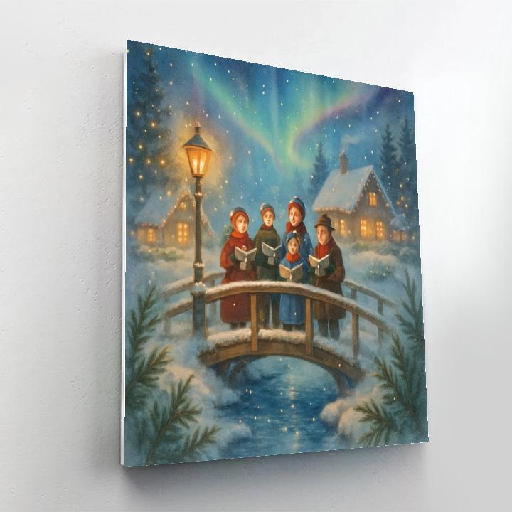 Starlit Carolers On The Bridge painting number kit