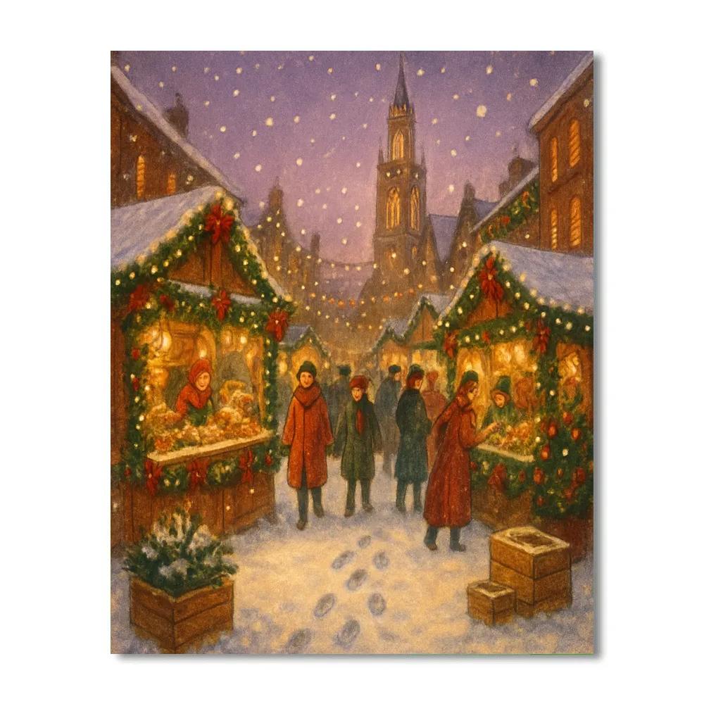 Twinkle Market At First Snow Paint by numbers kits