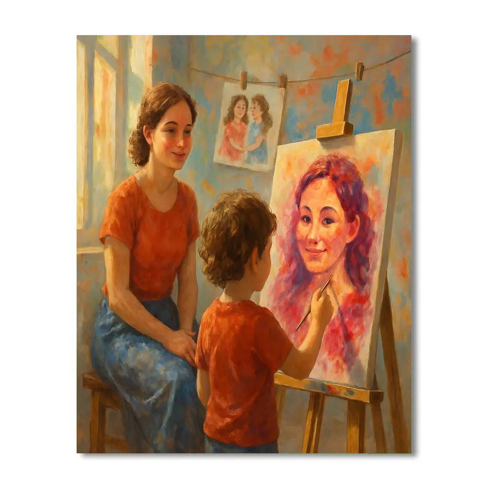 Art Studio Mothers Day Portrait Paint by numbers artArt Studio Mothers Day Portrait - DIY Painting By Numbers Kit - Image 3