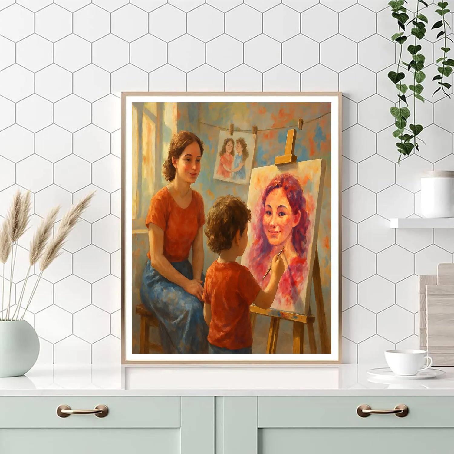 Art Studio Mothers Day Portrait Paint by numbers artArt Studio Mothers Day Portrait - DIY Painting By Numbers Kit - Image 4