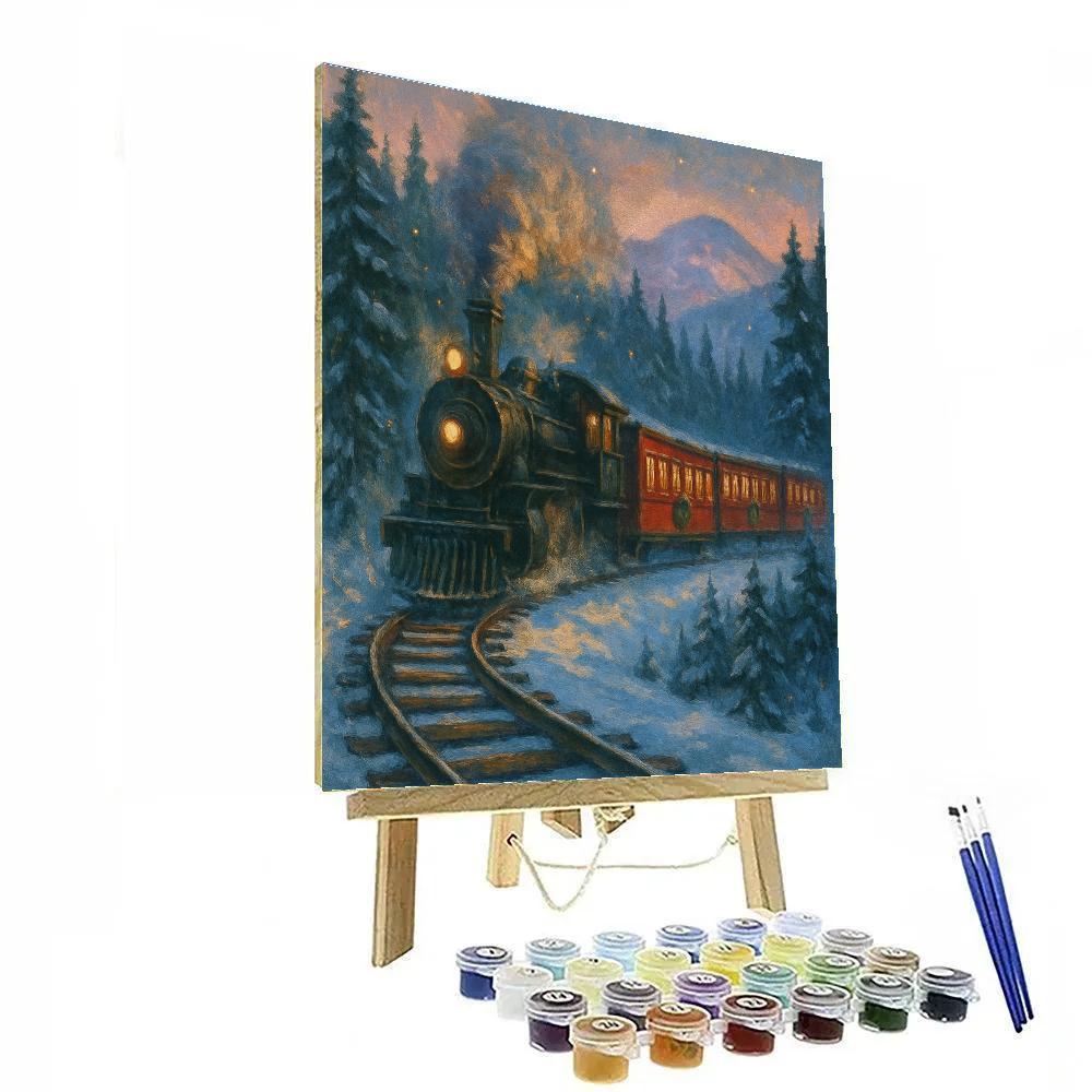 Snowy Train To Evergreen Valley paint by number