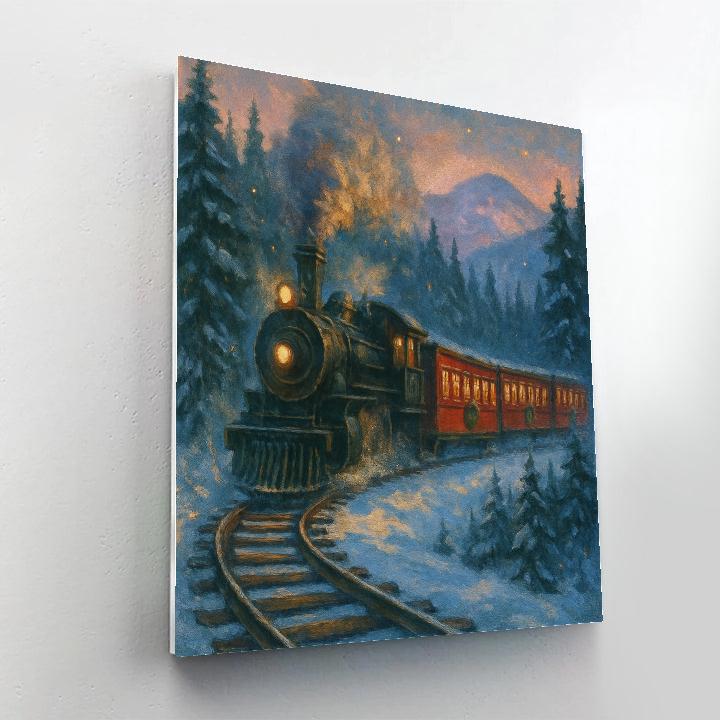 Snowy Train To Evergreen Valley paint by number