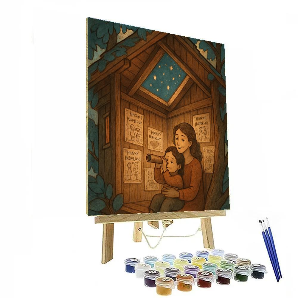 Treehouse Observatory With Mom paint by number