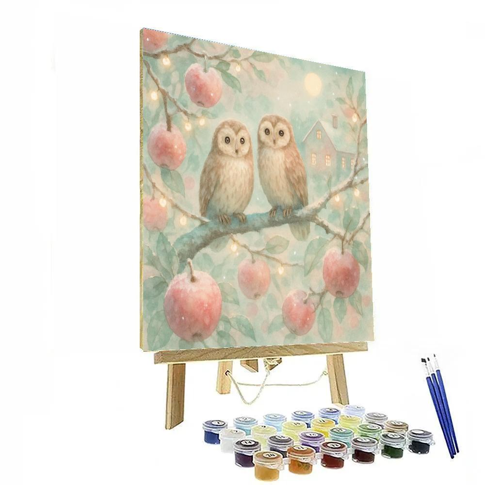 Owls And Orchard Lights DIY paint by numbers