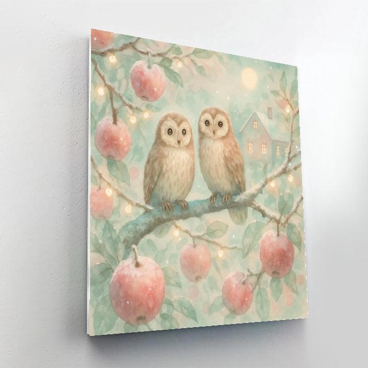 Owls And Orchard Lights DIY paint by numbers