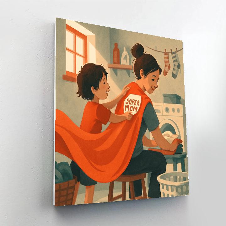 Laundry Room Superhero Mom paint by numberLaundry Room Superhero Mom - DIY Painting By Numbers Kit - Image 2