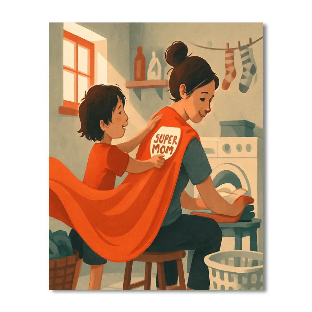 Laundry Room Superhero Mom paint by number