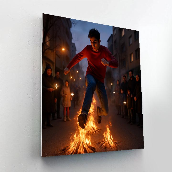 Nowruz Fire Jumping In Tehran Alley Painting by numbers kit