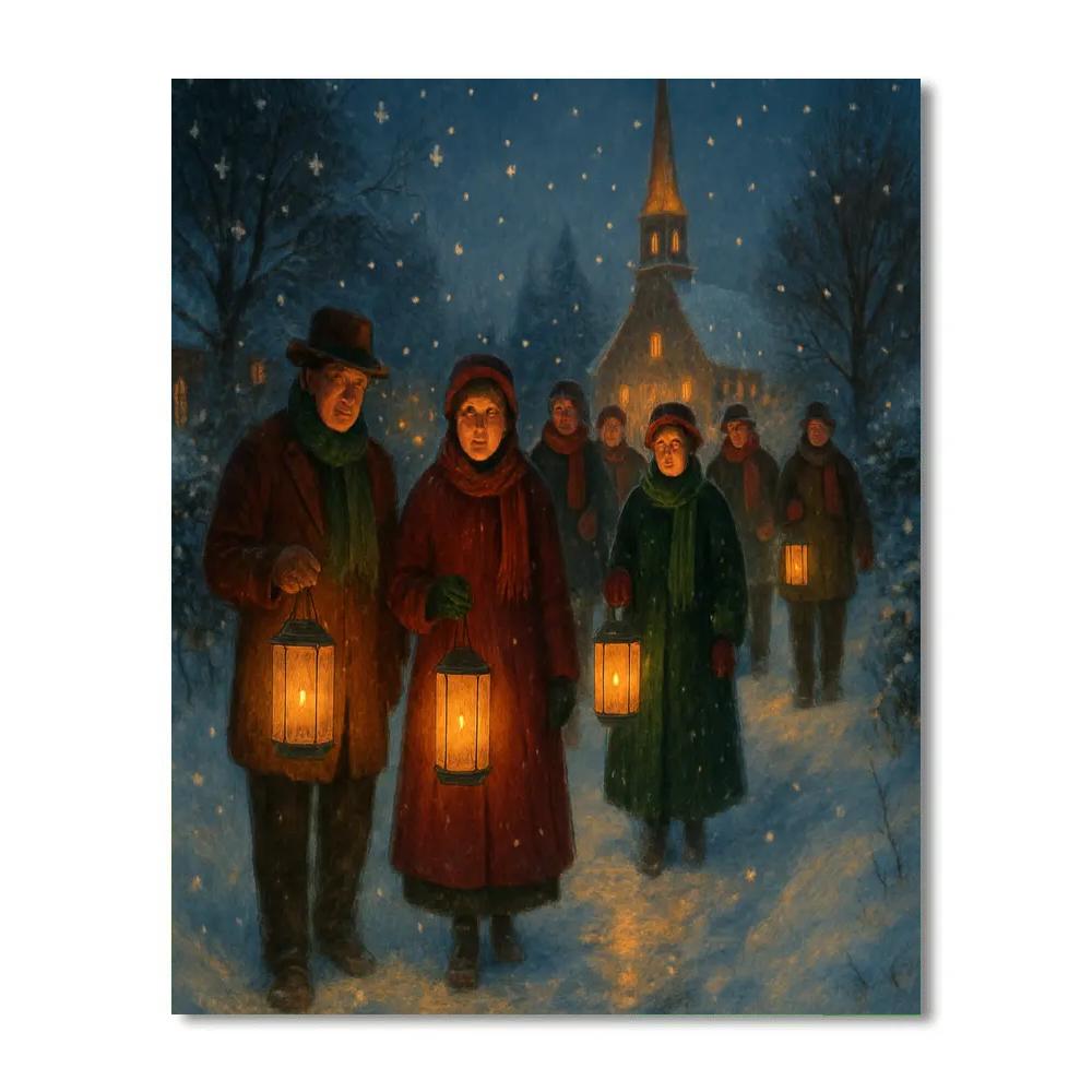 Snow Lantern Parade Paint by numbers kits