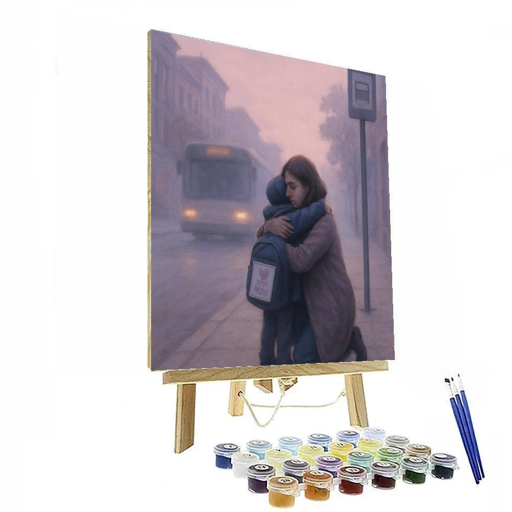 Bus Stop Goodbye Hug For Mom paint by numbers