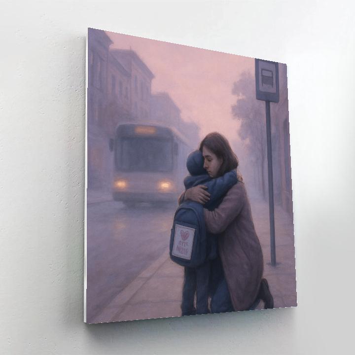 Bus Stop Goodbye Hug For Mom paint by numbers