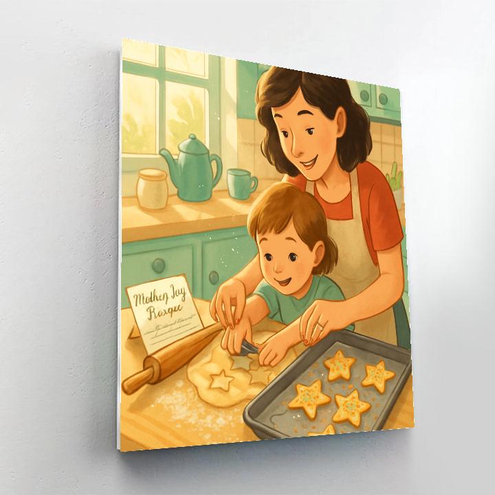 Star Shaped Cookie Workshop With Mom DIY paint by numbersStar Shaped Cookie Workshop With Mom - DIY Painting By Numbers Kit - Image 2