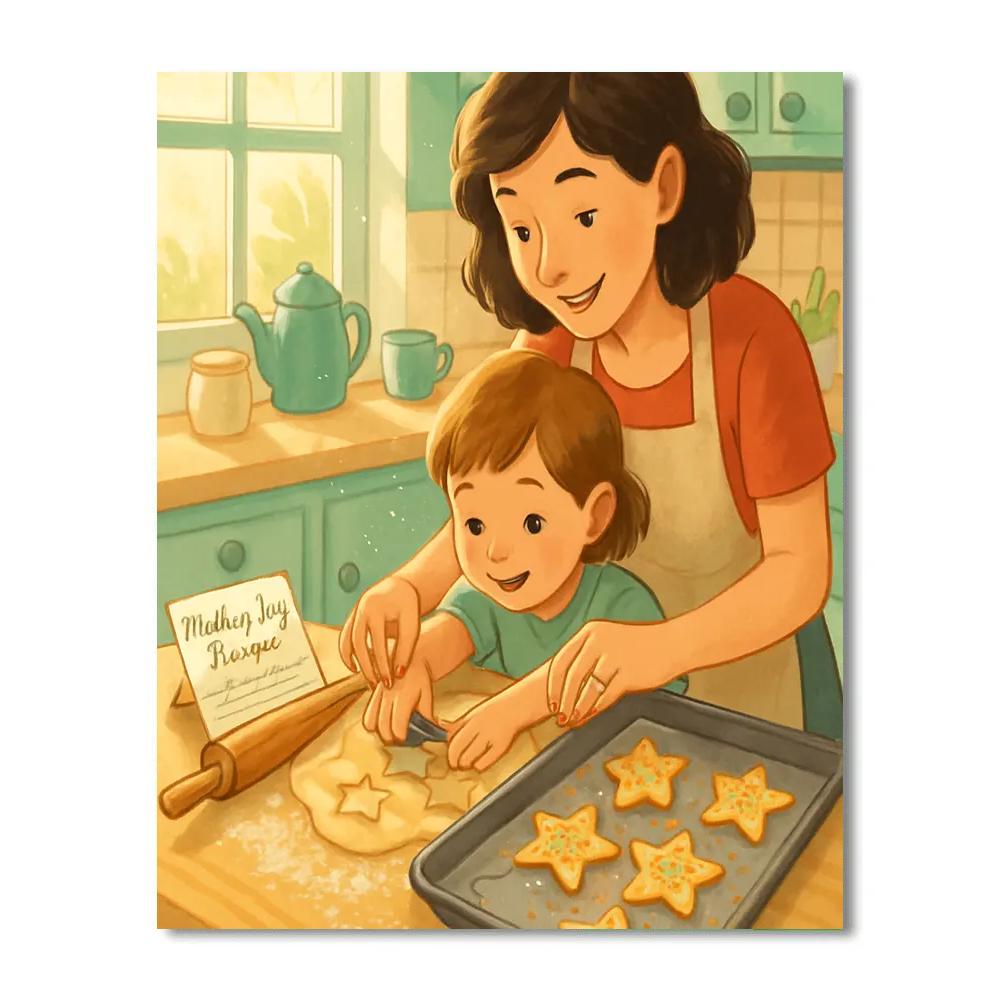 Star Shaped Cookie Workshop With Mom DIY paint by numbersStar Shaped Cookie Workshop With Mom - DIY Painting By Numbers Kit - Image 3