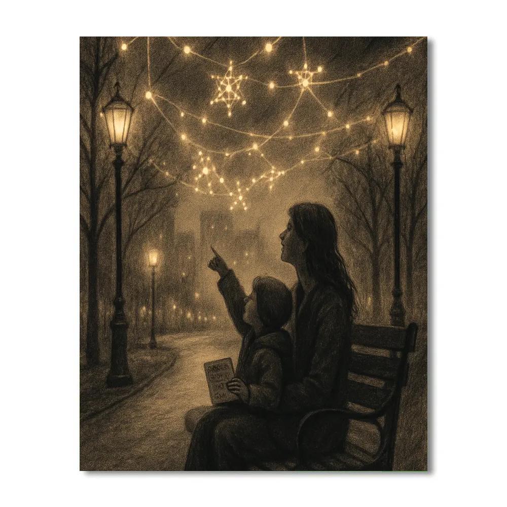 Park Bench Planetarium With Mom painting number kit