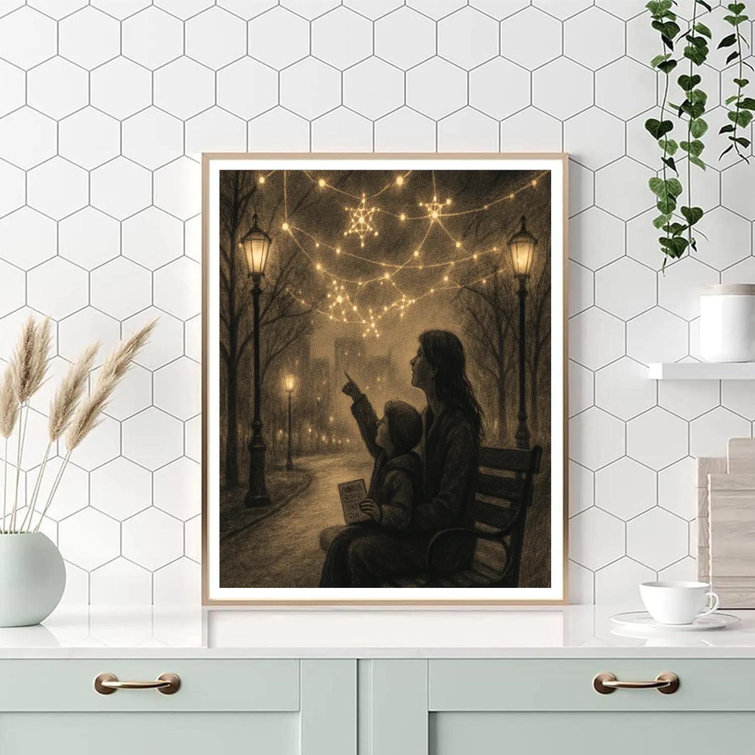 Park Bench Planetarium With Mom painting number kit