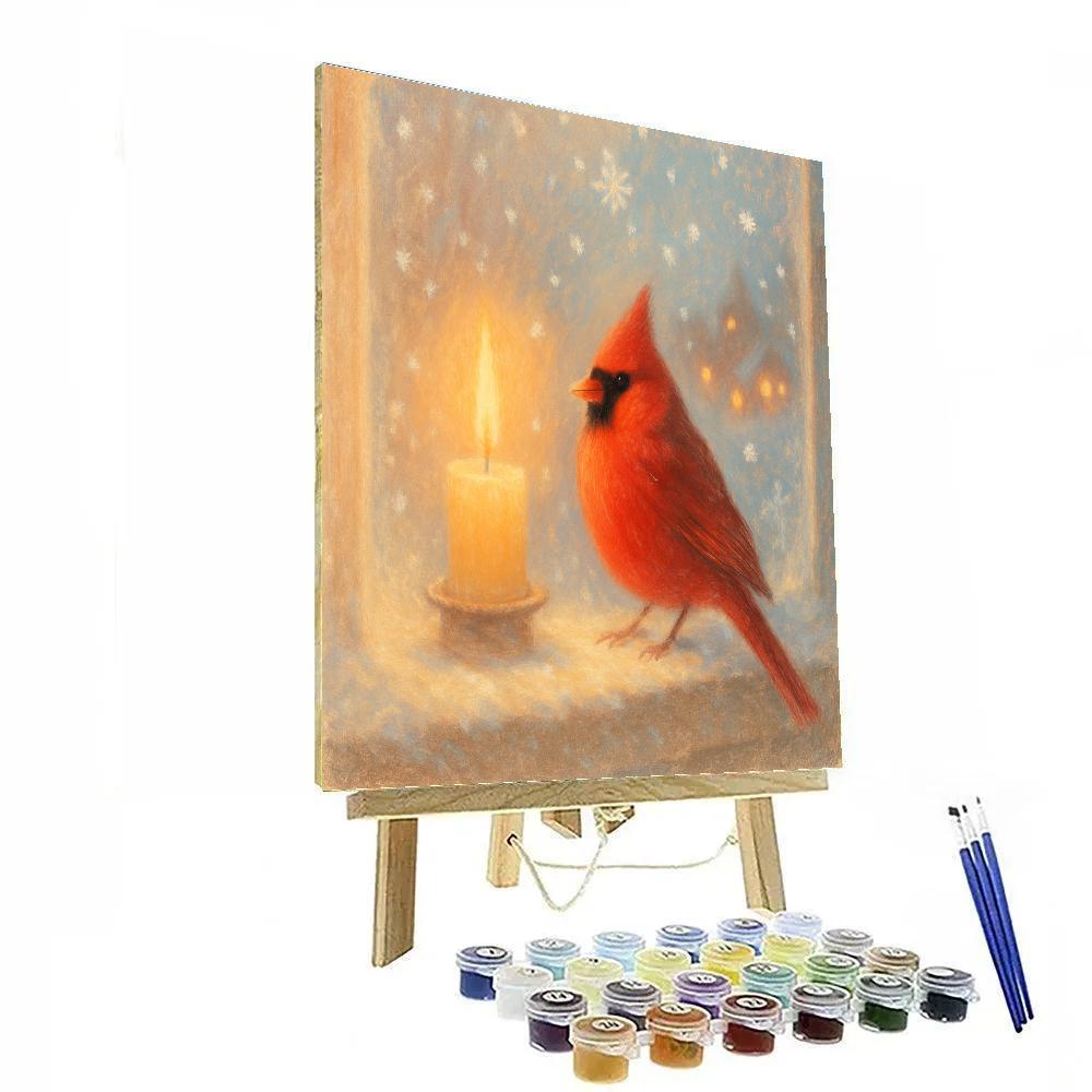 Cardinal At The Winter Window Paint by numbers kits