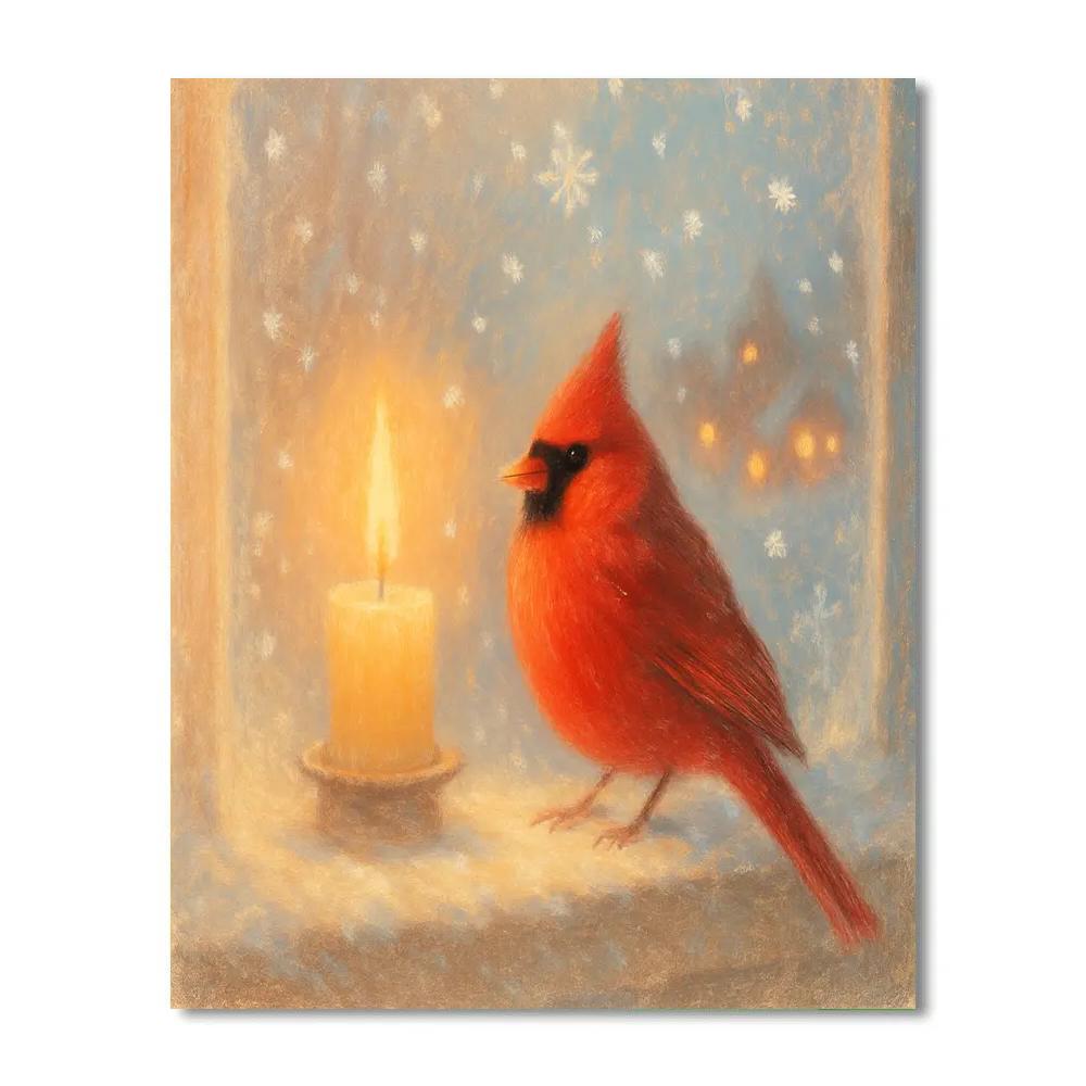 Cardinal At The Winter Window Paint by numbers kits
