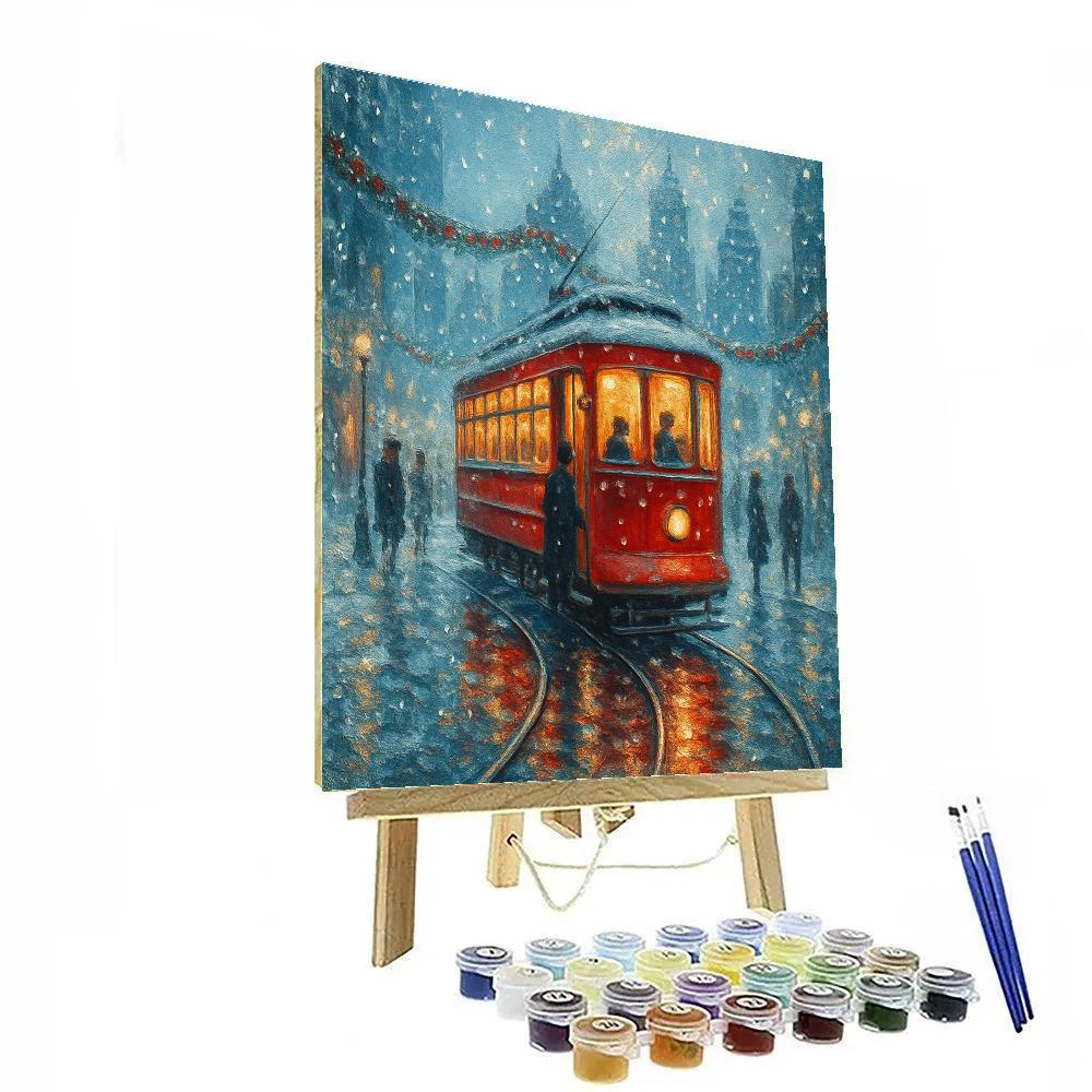Snowglobe Streetcar Night Paint by numbers kits