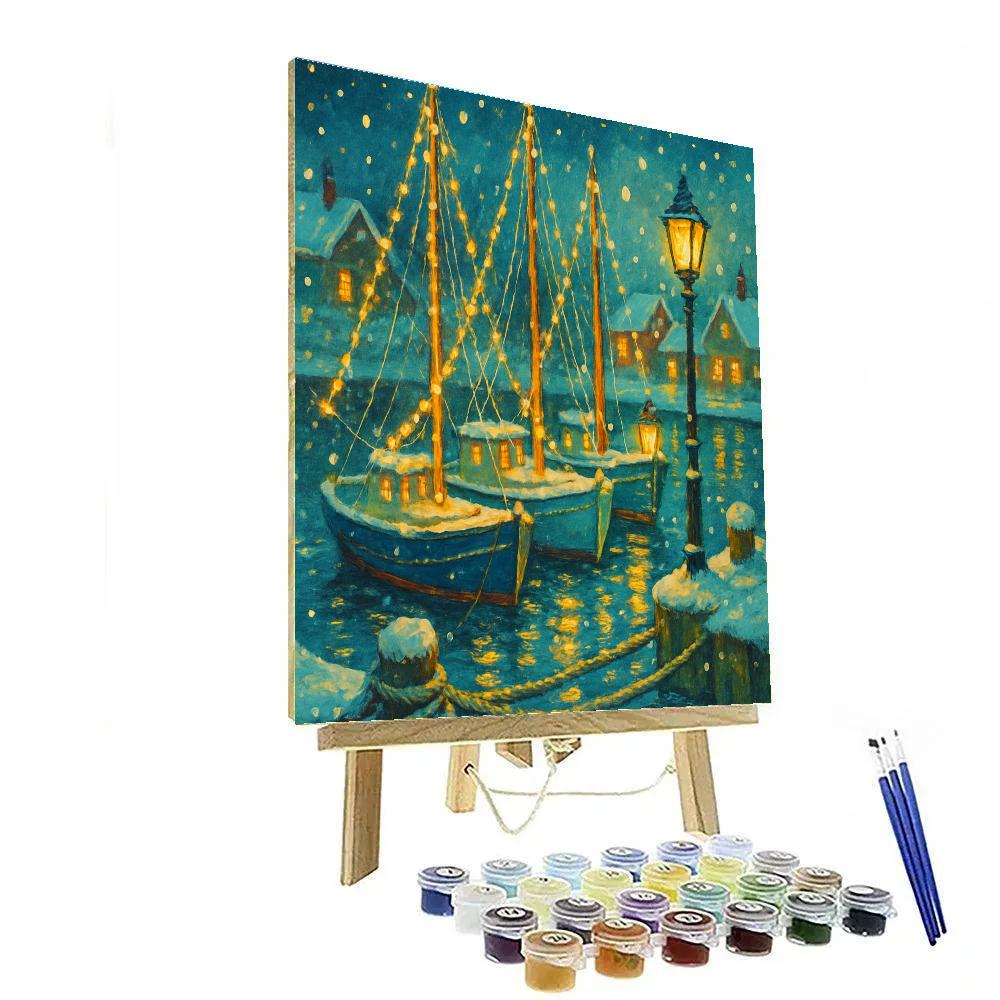 Starry Harbor Carol Boats Paint by numbers art
