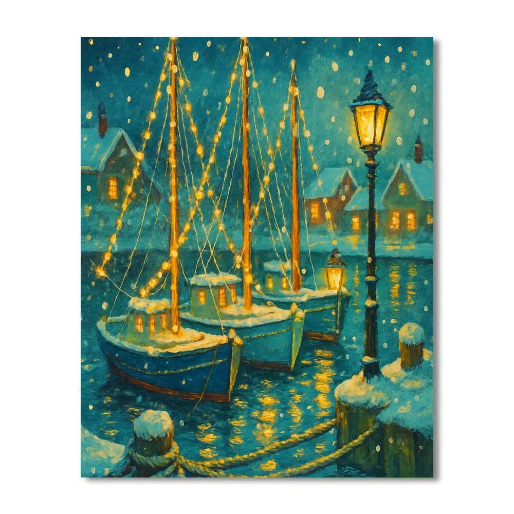 Starry Harbor Carol Boats Paint by numbers art