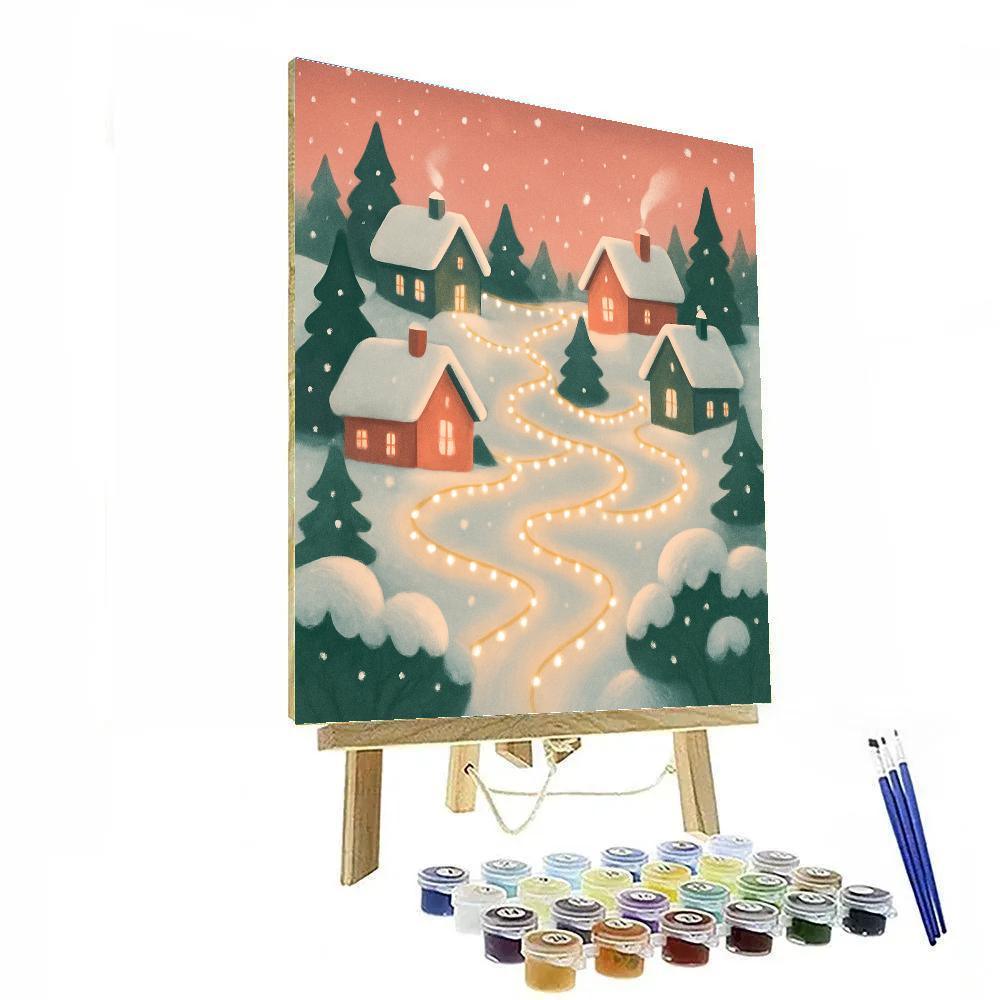 Cottage String Light Labyrinth paint by numbers