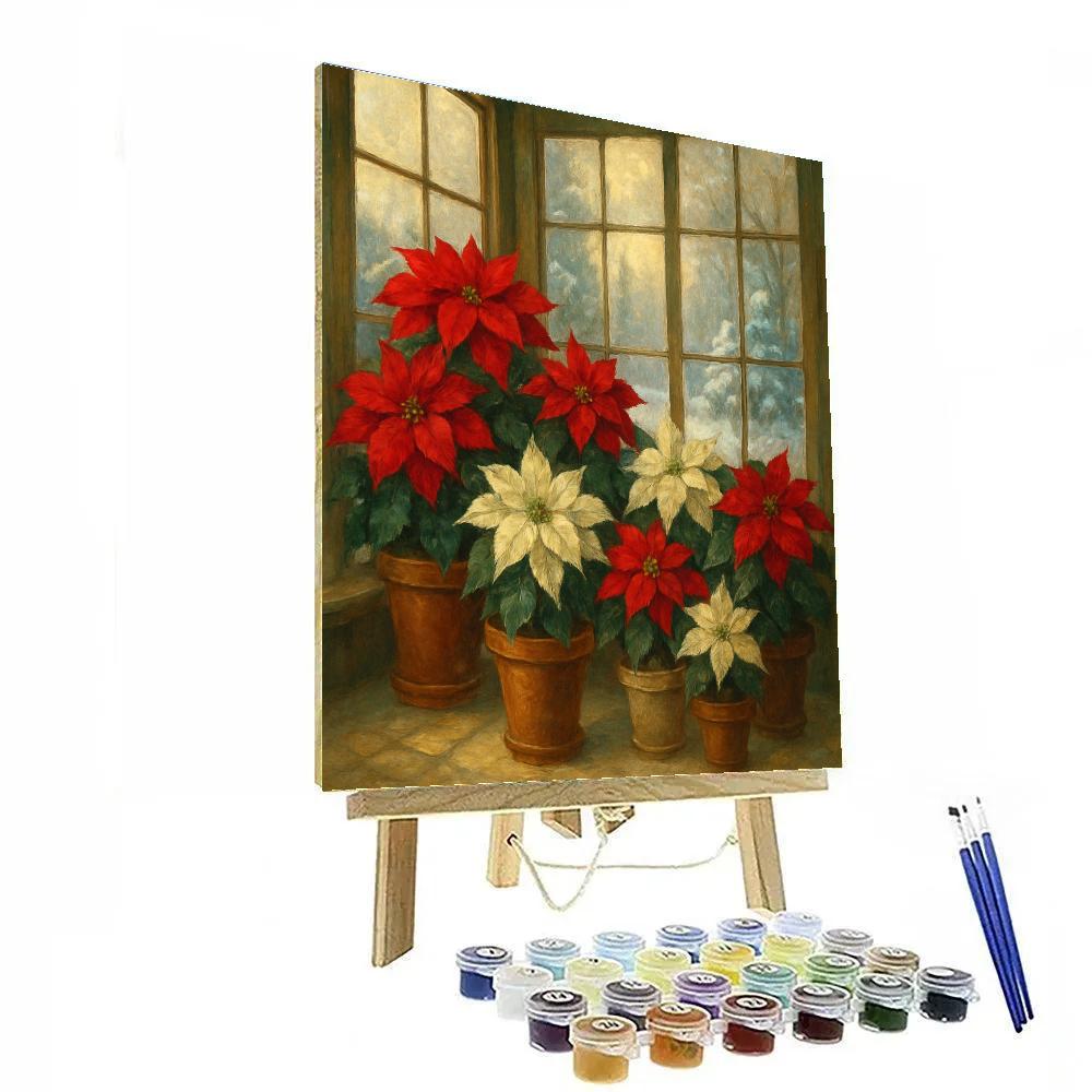 Poinsettia Sunroom Glow paint by number