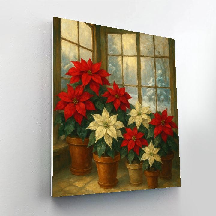 Poinsettia Sunroom Glow paint by number