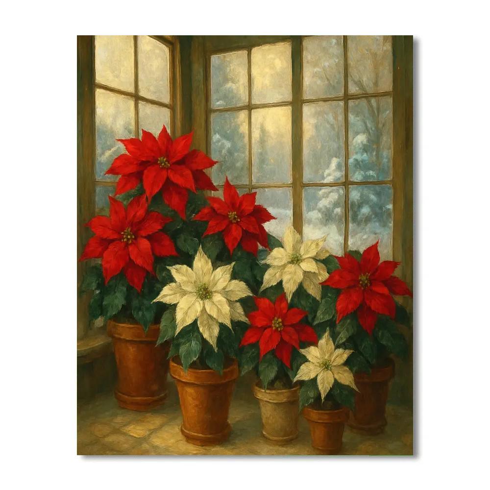 Poinsettia Sunroom Glow paint by number