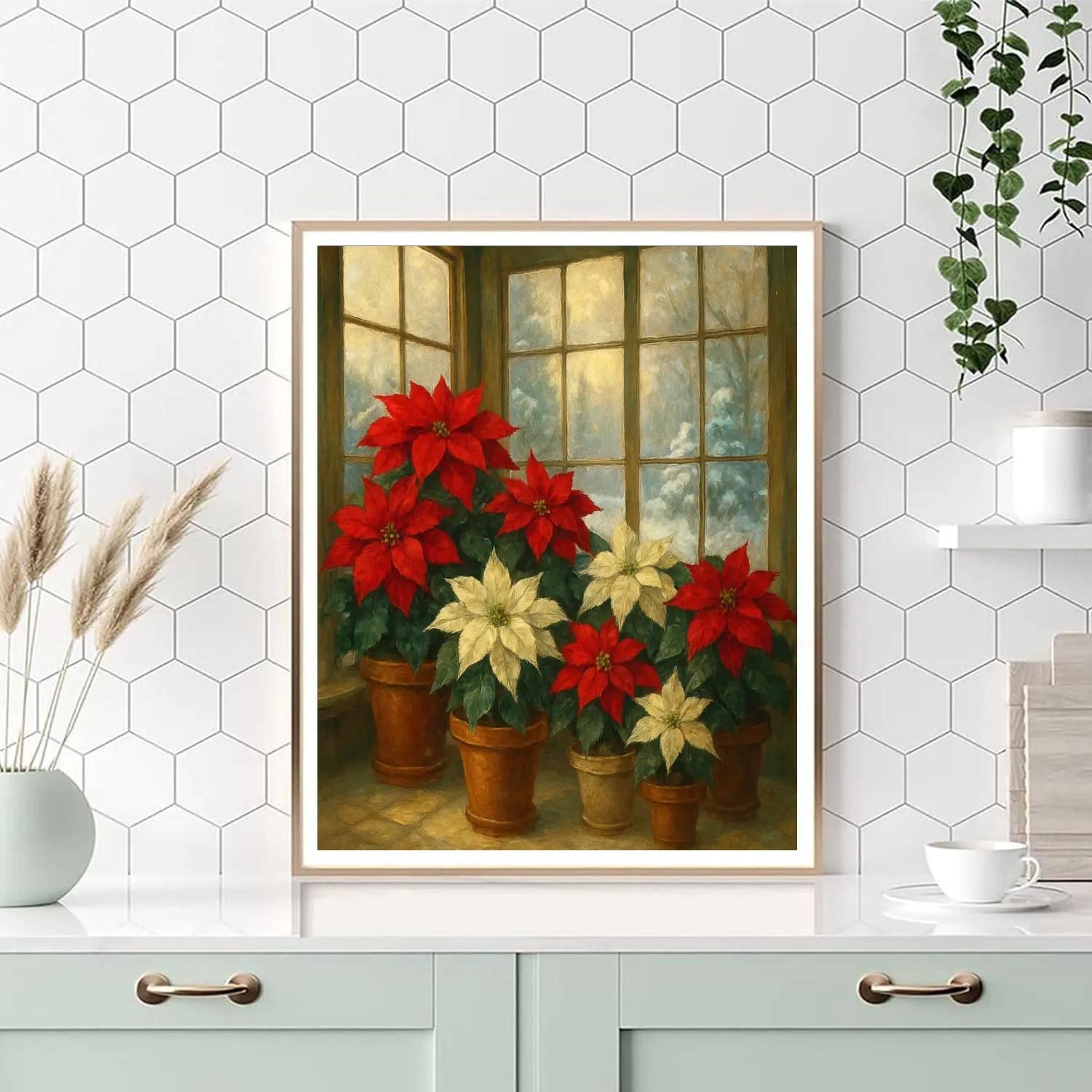 Poinsettia Sunroom Glow paint by number