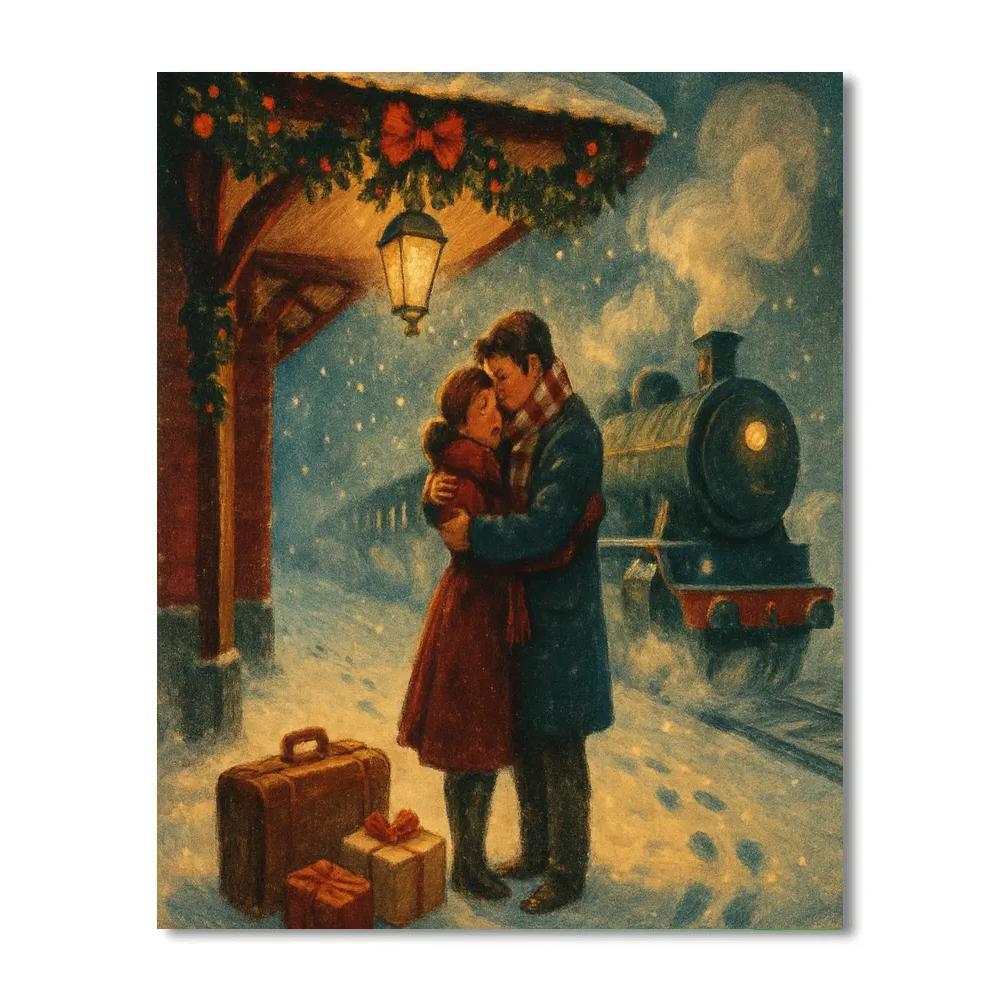 Holly Train Platform Reunion Paint by numbers art