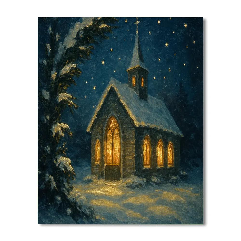 Frosted Chapel Midnight Mass Paint by numbers art